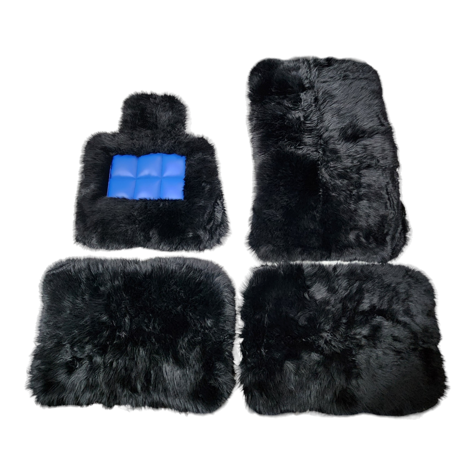 Cobalto Blue Trim Long-Wool Sheepskin Mats