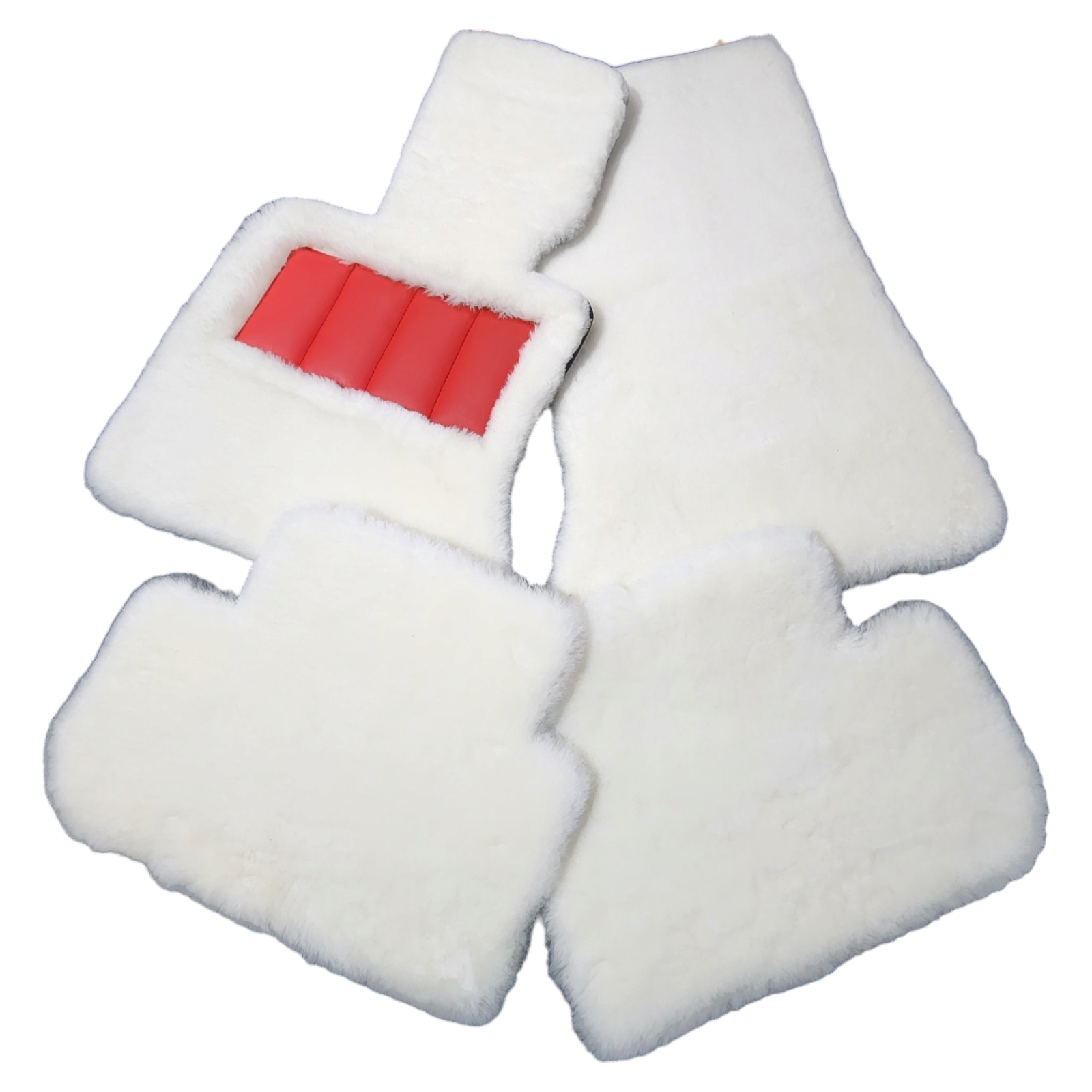 White Sheepskin Floor Mats with Coloured Heelpad