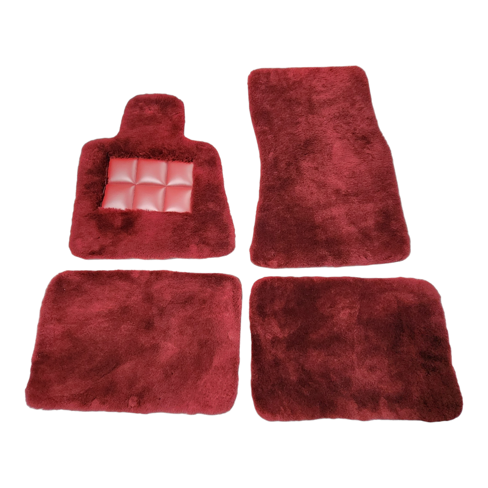 Dark Red Lambswool Floor Mats for Rolls-Royce