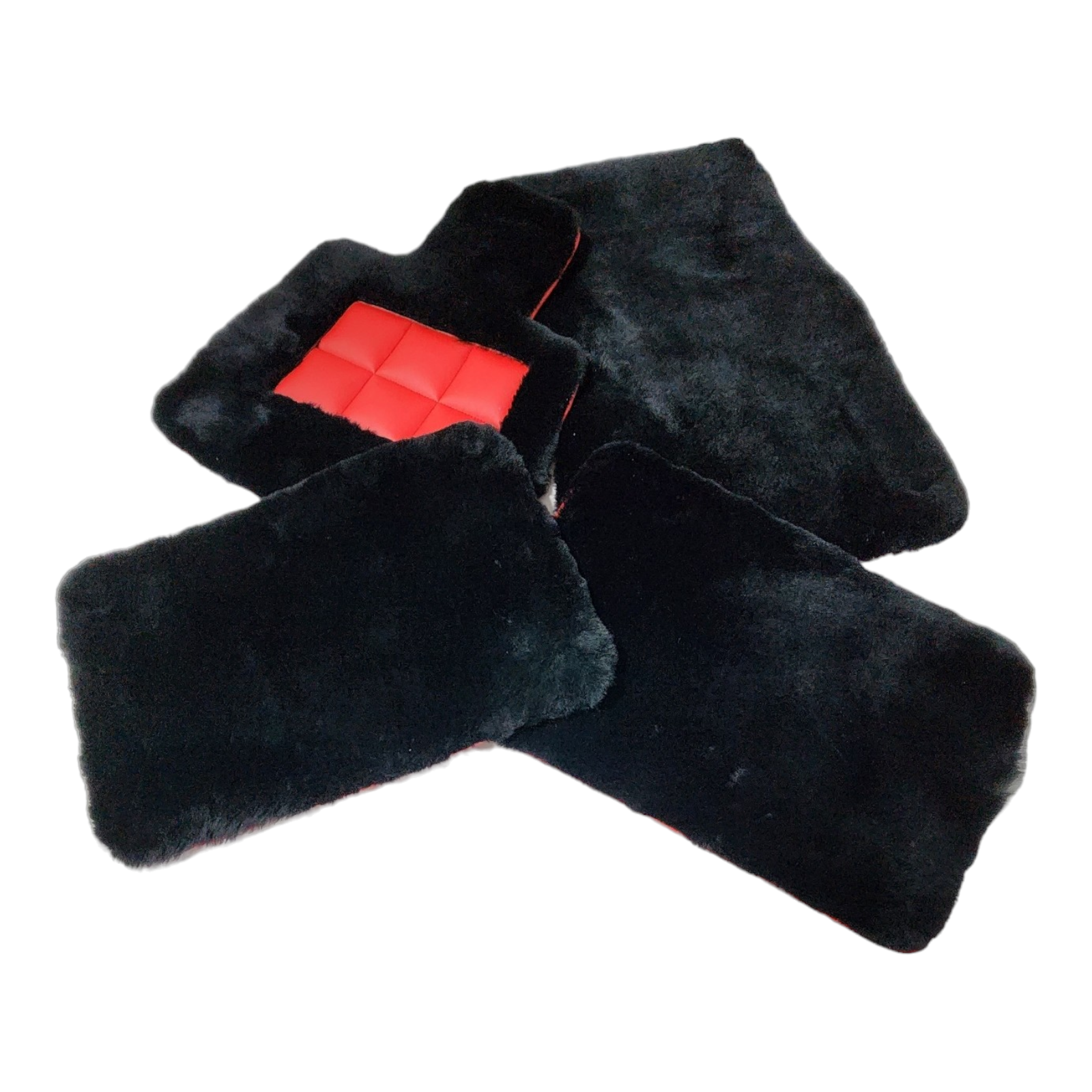 Black Sheepskin Floor Mats with Coloured Heelpad