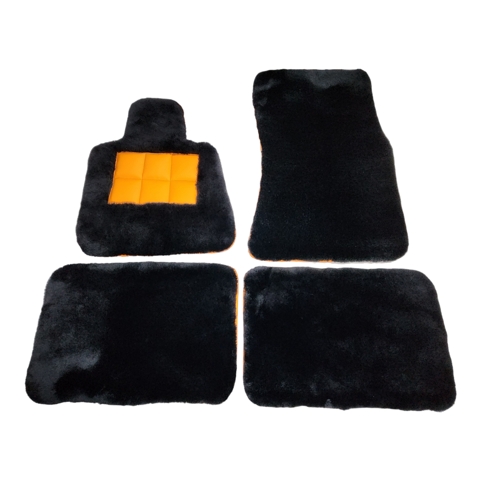Black Sheepskin Floor Mats — Coloured Heelpad