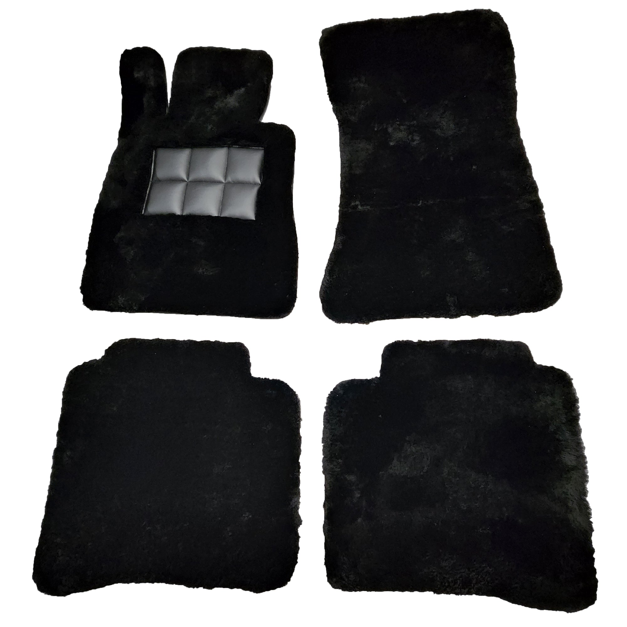 Black Handcrafted 1-Inch Sheepskin Floor Mats