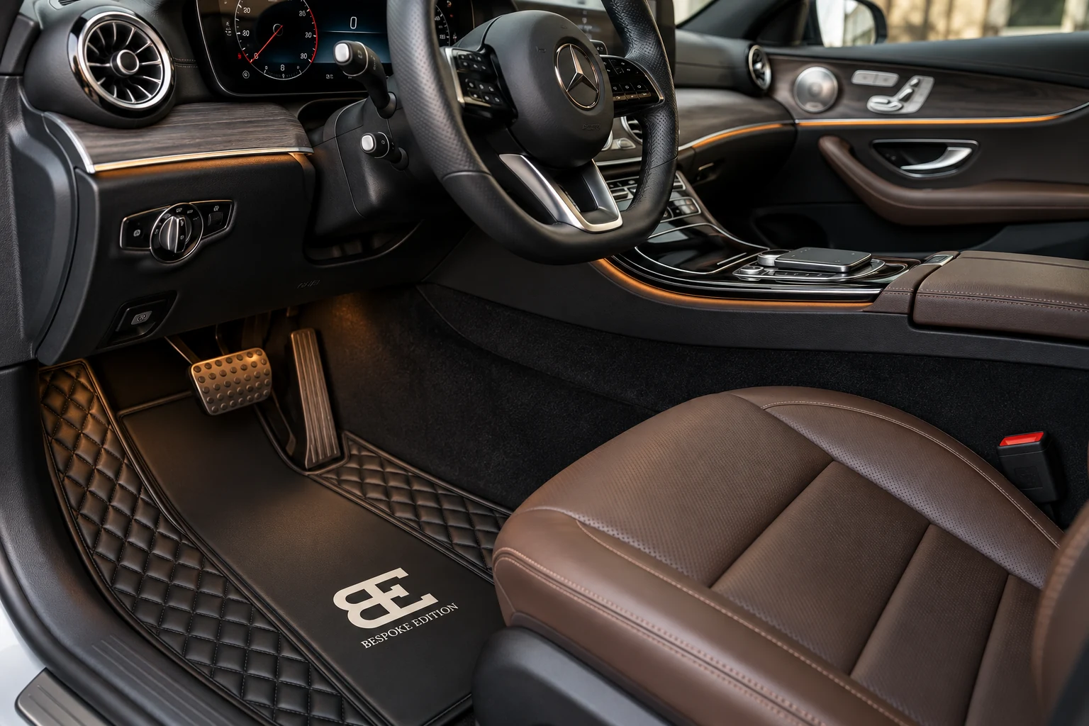 After: vehicle interior with installed bespoke mats